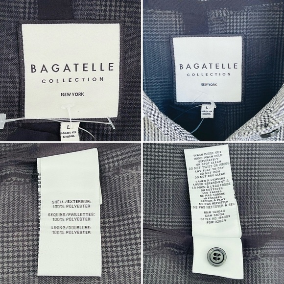 BAGATELLE Avec Les Filles Clear Sequin Shimmer Plaid Jacket Oversize Boxy Fit - Picture 12 of 12